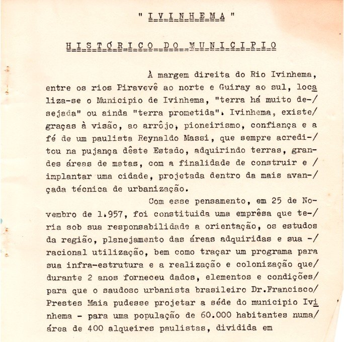 Histórico Do Município — IVINHEMA NA HISTÓRIA - A História Que Não Acontece